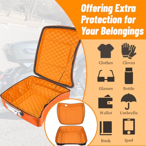 Chopped Tour Pack Liners para Harley con Bolsillos, Costura Naranja, Reducción de Ruido, Compatible con Road King/Street Glide/Electra Glide 2014-2026 miniatura 3