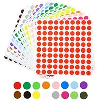 agogue 1600 Stück Klebepunkte Bunt, 10mm Runde Aufkleber, Markierungspunkte Farbig für Büro, Schule, Kalender, Karten (16 Farben)