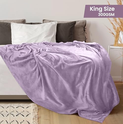 Image of Utopia Bedding Fleece Blanket King Size Lilac 300GSM Luxury Fuzzy Soft Anti-Static Microfiber Bed Blanket (90x102 Inch)