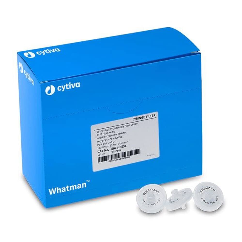Whatman 6973-2504 PVDF GD/XP Syringe Filter, 25mm, 0.45 Micron (Pack of 150)