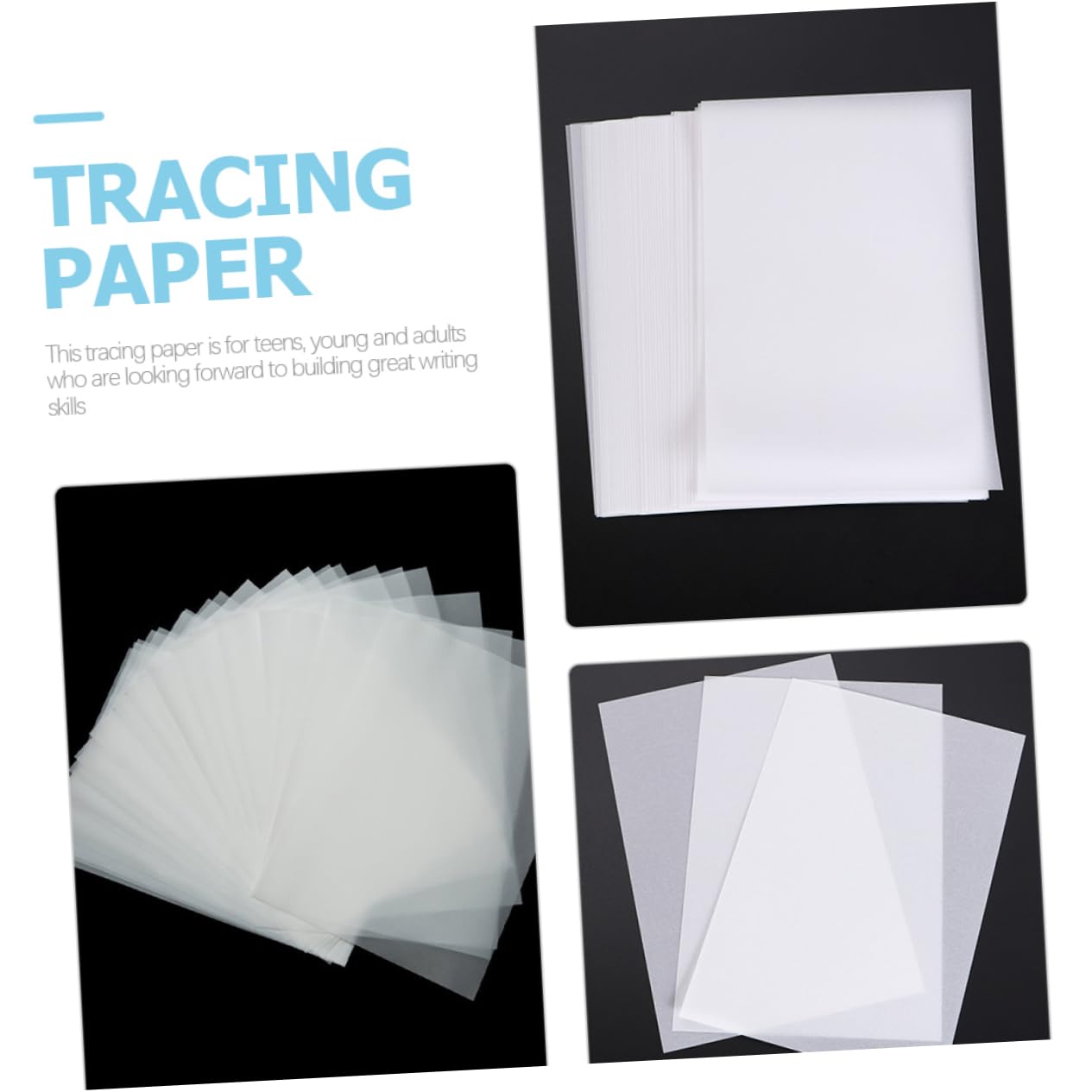 PLAFOPE 300 Feuilles de Papier Calque Translucide Blanc A5 73g pour Calligraphie Chinoise et Dessin, pour Invitations et Apprentissage, pour Adolescents et Adultes