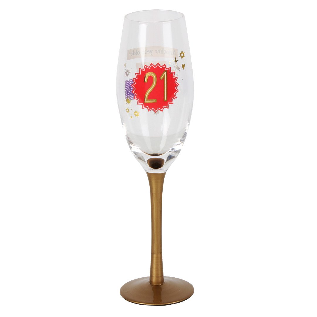 Boom Shaka Laka Gorgeous Age 21 Birthday Decorated 21st Champagne Flute in Gift Box