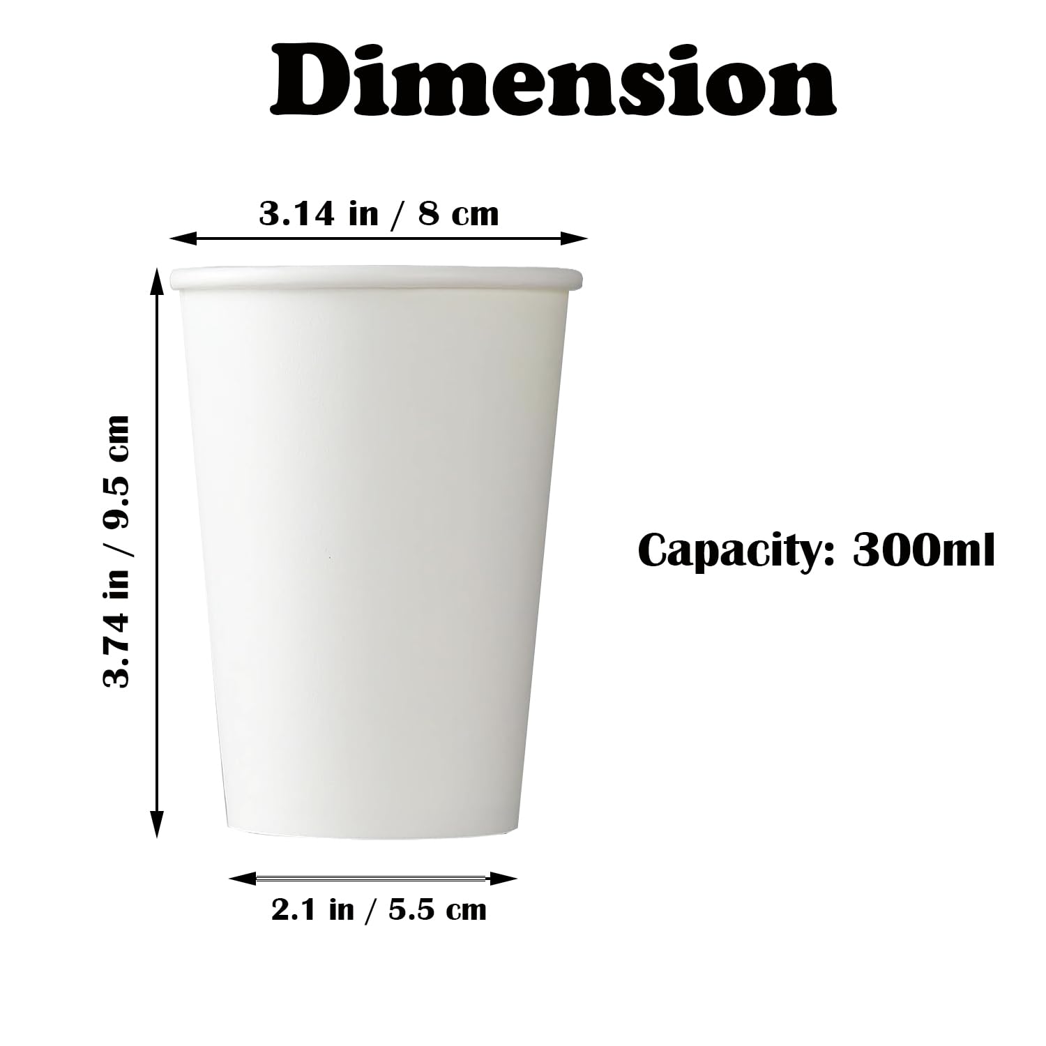 Aakriti 300mL White Paper Cups for Hot & Cold Beverages - Tapered Design, Leak-Resistant - Ideal for Coffee, Tea, Juice, Water (Pack of 100, Small) 1