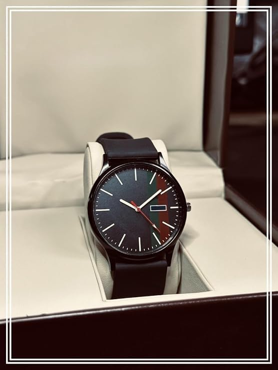 Image of AMERICANVIBER, Minimalist Men's Analog Quartz Watch with Water-Resistant Black Dial and Comfortable Silicone Strap for Mens