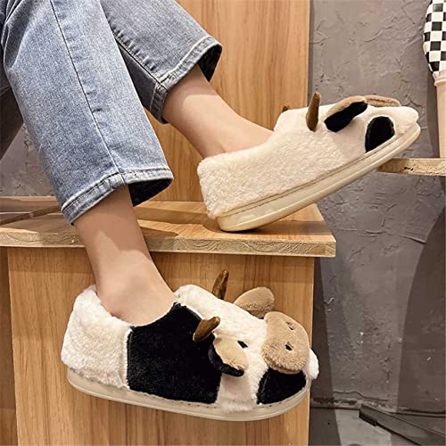 Cartoon Cow Fuzzy Slippers Kawaii Mute Slippers for Women Fluffy Kawaii House Slippers Cute Slippers for Women3