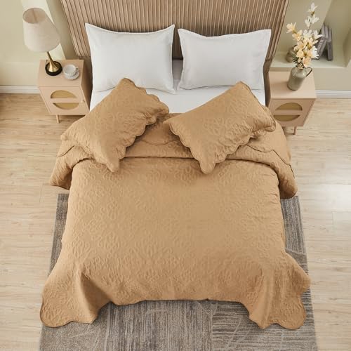 Image of Kingnex Oversized King Bedspreads 128x120 Khaki