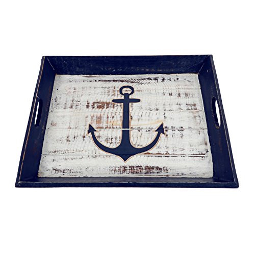 Product Image of the Weathered Wood Tray w/ Carved Anchor Motif