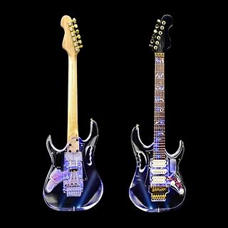 Guitarra eléctrica con luz LED, cuerpo de acrílico transparente, diseño transparente con cuello de arce, guitarra de rendimiento de escenario con guitarra de luces azules (estilo 1)
