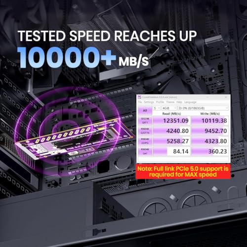 Image of ZORBES PCIe 5.0 X4 to M.2 NVMe Adapter Card for Gen5 SSDs, 128Gbps PCIe 5.0 x4 /x8 /x16 Slot, High-Speed SSD Expansion Card for Gaming /Workstation PCs, Supports 2230 /2242 /2260 /2280 NVMe SSD