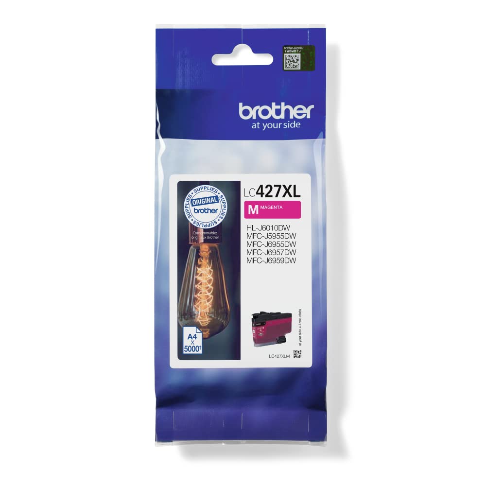 Brother Original Tintenpatrone LC-427XLM Magenta für ca. 5.000 Seiten, für MFC-J5955DW, MFC-J6955DW, MFC-J6957DW, HL-J6010DW XL-Patrone