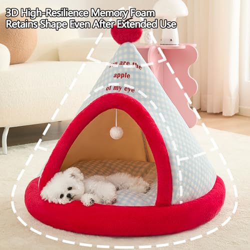 Yinghesheng Katzenhöhle Große Katzen, Hundehütte Indoor Katzenbett Flauschig Katzenhöhle XXL Süßes Hundezelt Luxery Geschlossenes Katzenbett für Indoor Outdoor, Rutschfestem Boden,50x50cm