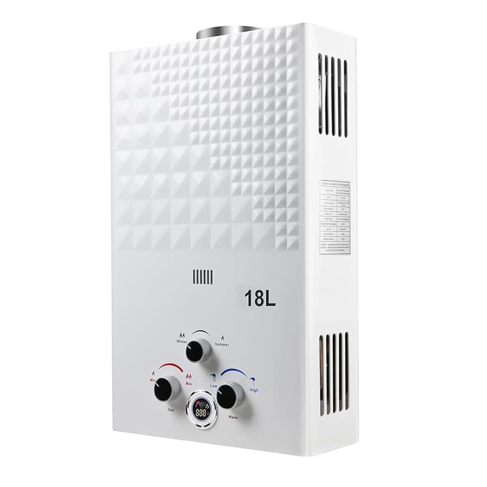 Scaldabagno a Gas 18L, All'aperto Portatile Scaldabagno Istantaneo a Propano Con Display Digitale Multi-Protezione Parete senza Serbatoio Scaldacqua Istantaneo Automatico