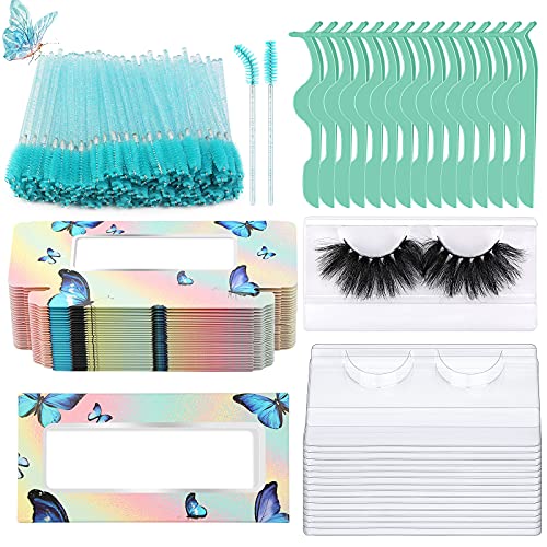 Kit Lash Packaging Grossiste avec 30 boîtes vides, plateaux et brosses vert