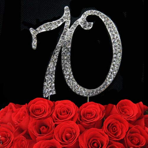 World of Sparkles 120mm Silver Number Cake Toppers with Diamante Diamonds Rhinestones Fancy Birthday Kids Children Anniversary Party Supplies Decor (12cm-Silver-70-Seventy)
