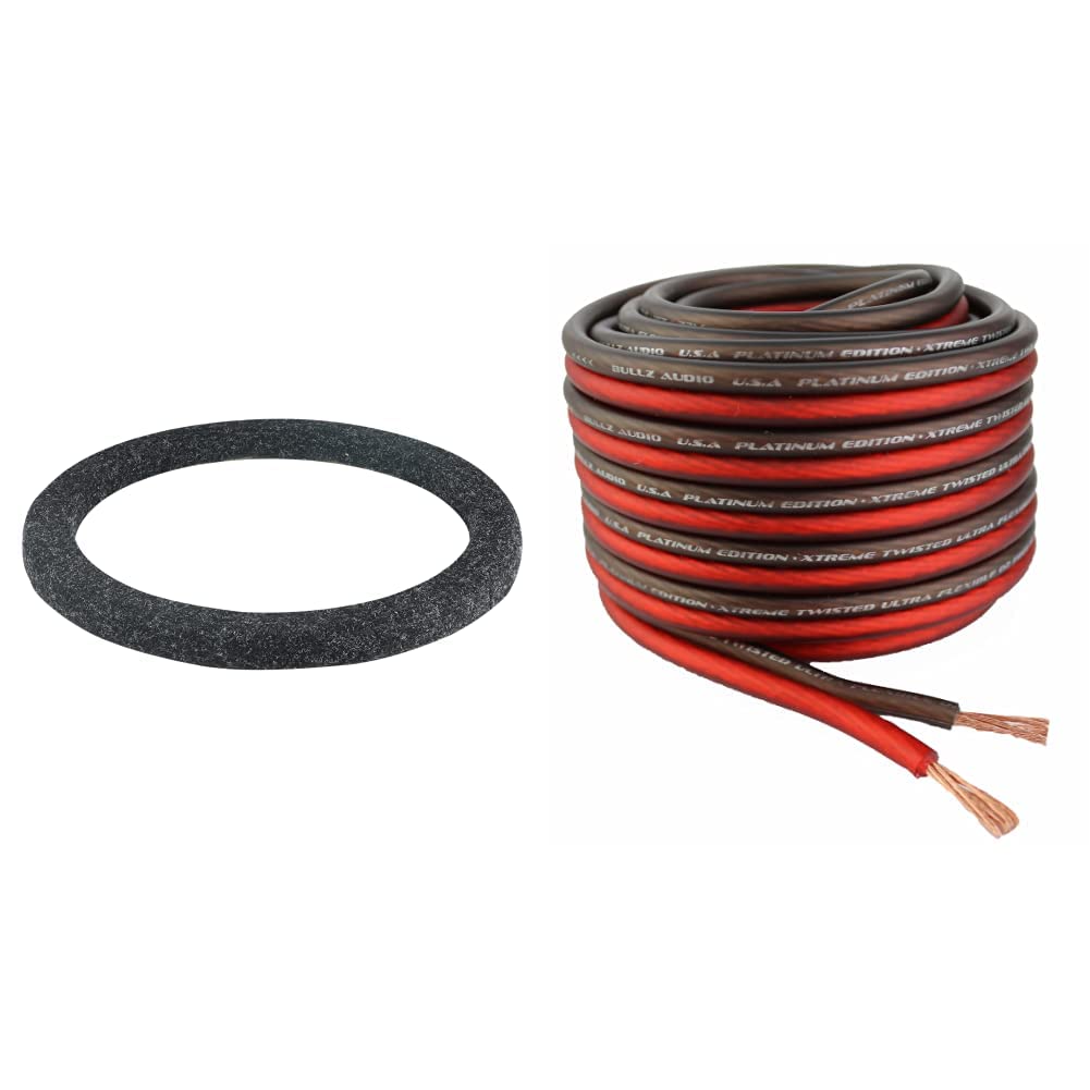 Atrend Universal MDF Constructed Spacer for 8 Inch Speaker or Sub - Adds 3/4" to Depth & Bullz Audio BPES10.25 25' True 10 Gauge AWG Car Home Audio Speaker Wire Cable Spool (Clear Red/)