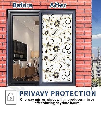 Image of SUNBIRD Window Privacy Film, Decorative Stained Glass Window Film, Frosted Window Tinting Film for Home, House Door Glass ('12 X 100' INCHES,Black Desert)