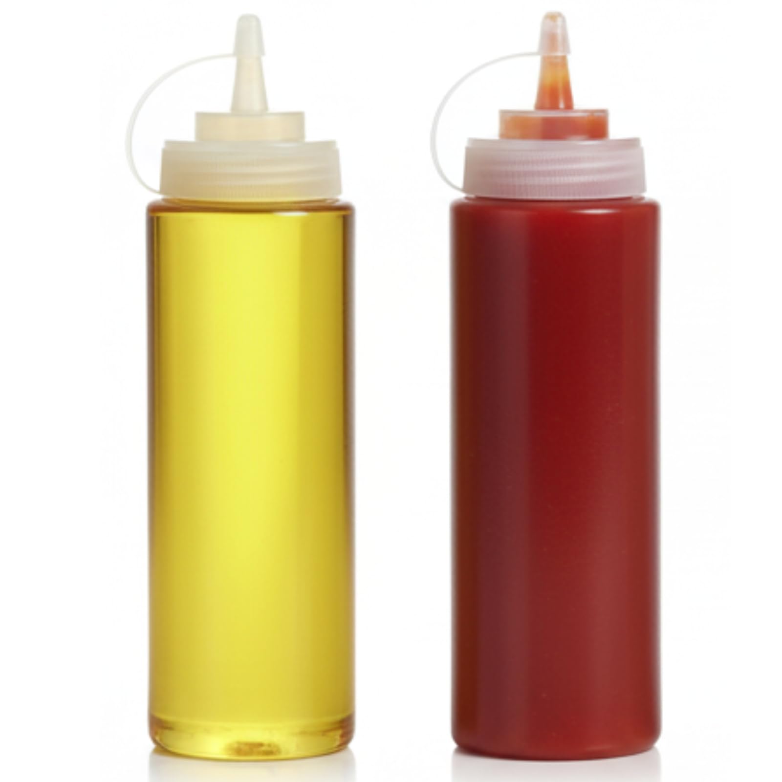 Plastic Squeeze Bottle Ketchup Mustard Honey Oil Sauce Dispenser Bottle, White, 650Ml (2Pcs)