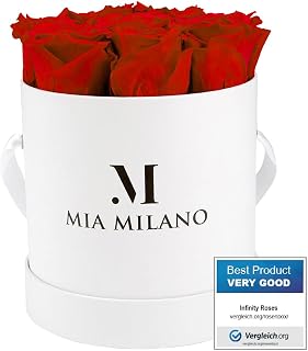 Mia Milano Infinity Roses Red for Her - 5 Years Shelf - Gift Box with 9 Genuine Preserved Roses I Handmade in Germany