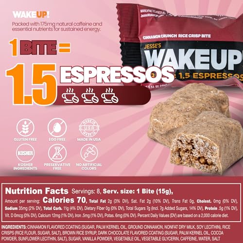 Image of WAKE UP! Cinnamon Crunch Protein Bites, 1.5 Espressos, 3 Pack (24 Bites)