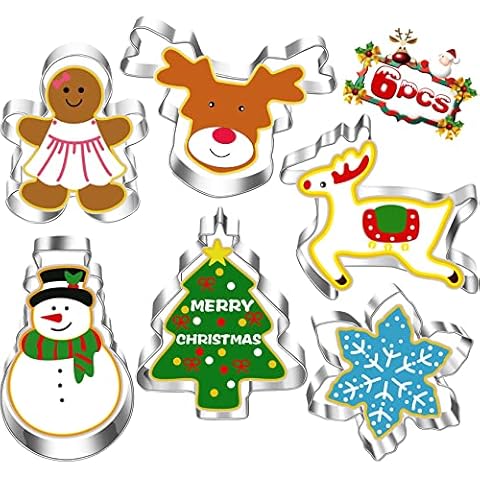Party-Poter Christmas Cookie Cutter 6 Piece Christmas Cutters Christmas Cookie Cutters Shapes Christmas Biscuit Cutters Christmas Baking Cutter Xmas Cookie Cutters Christmas Tree Cookie Cutter Cover