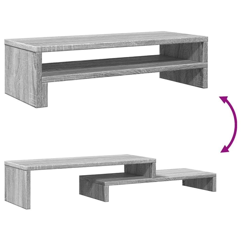 Mangloder Monitorständer Grau Sonoma 54x22x15 cm Holzwerkstoff mit Stauraum für Arbeitsplatz Ergonomie und Kabelmanagement für Homeoffice und Büro