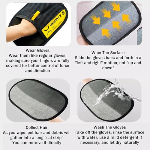 Image of Pet Hair Removal Glove for Cats & Dogs,Pet Hair Remover Electrostatic Gloves,Efficient Pet Grooming Gloves with Hair Comb,Reusable Cat & Dog Hair Remover for Couch, Furniture, Carpet, Curtain(2PC)