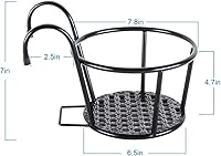 Vista 2 de HowRU Iron Art Hanging Baskets Flower Pot Holder Over The Rail Metal Fence Planters Assemble - Pack of 3 (Black)