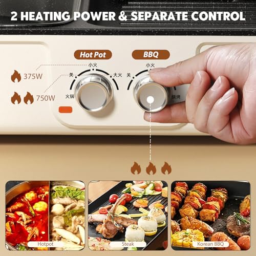 Barbecue électrique 2 en 1, 1500 W, barbecue coréen avec 2 réglages de température indépendants, multifonction pour la famille, les amis et les fêtes, pour 5 à 8 personnes – Image 5