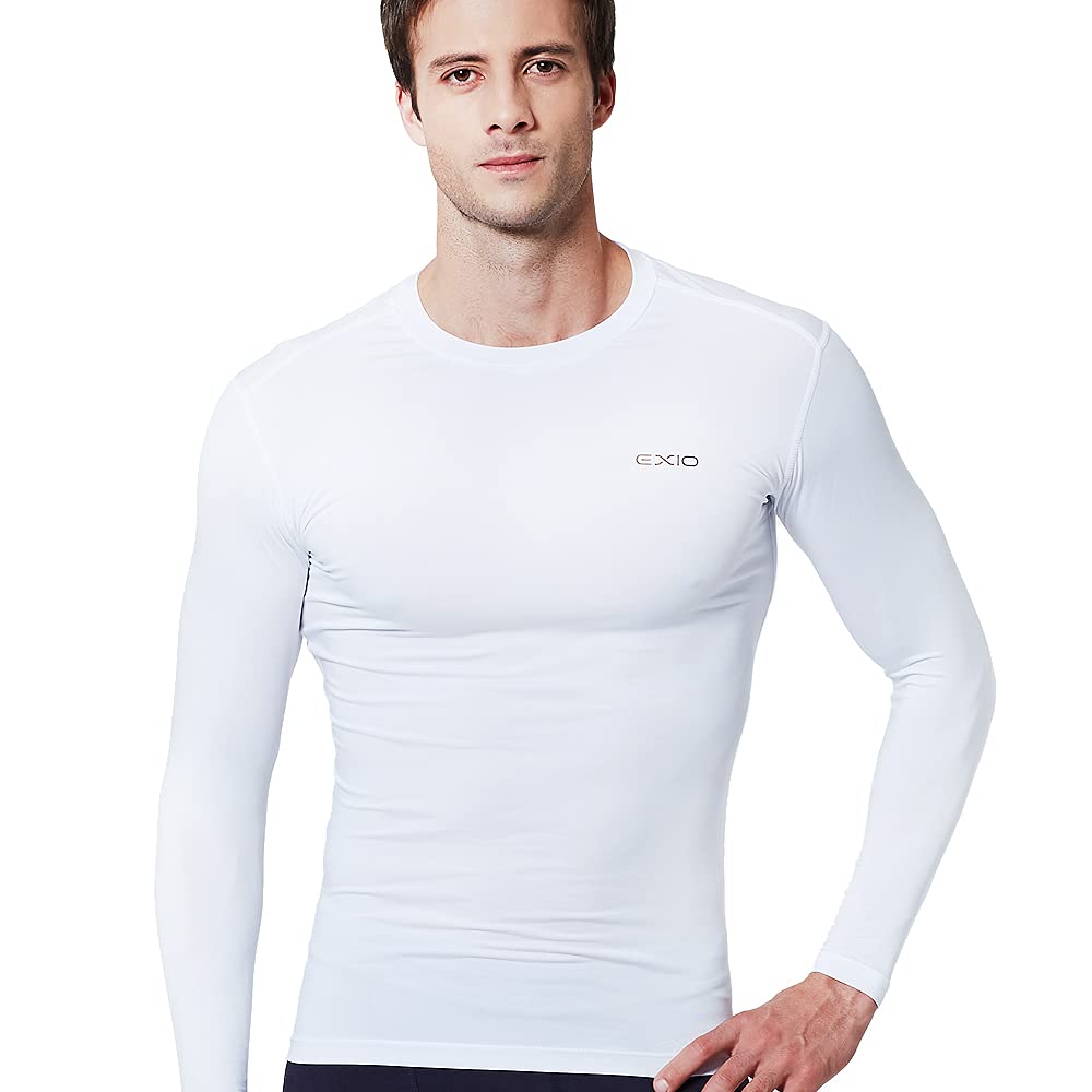 EXIO Mens Compression Baselayer Top Cool Dry Long & Short Sleeve Workout Shirt