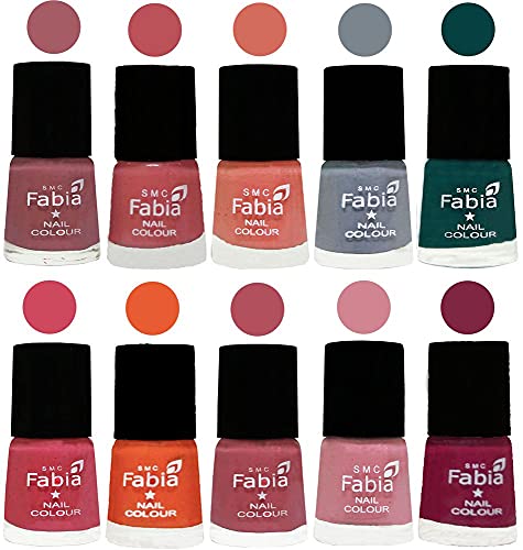 Image of ALL IN ONE (PACK OF 10), Long Lasting Glossy Nail Polish, 6 ml Each, All Vibrant Colours,01984
