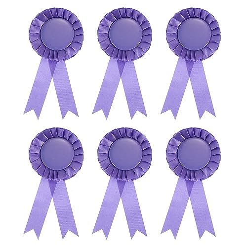 PATIKIL Blank Award Ribbon, 6 Pcs Rosette Ribbon Honorable Prize Recognition Ribbon for DIY Party, Wedding, Competition, Sport, Purple