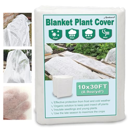 aushucu 10ft x 30ft Plant Covers Freeze Protection 0.9oz/yd² Garden Fabric Floating Row Cover for Winter Plant Blanket Frost Cloth Plant for Outdoor Plants Vegetables, Insect Protection…