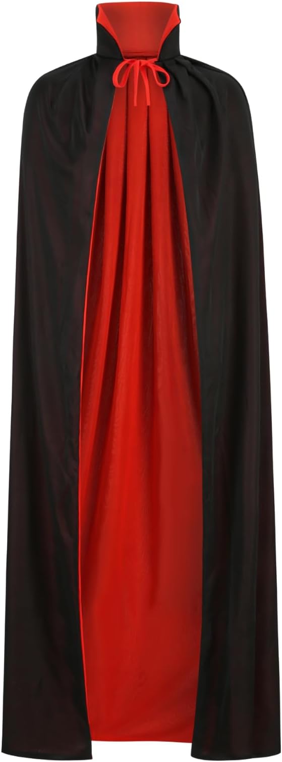 Reversible Cloak Halloween Cape Vampire Costume Masquerade Dracula Magician Devil Cosplay Adult