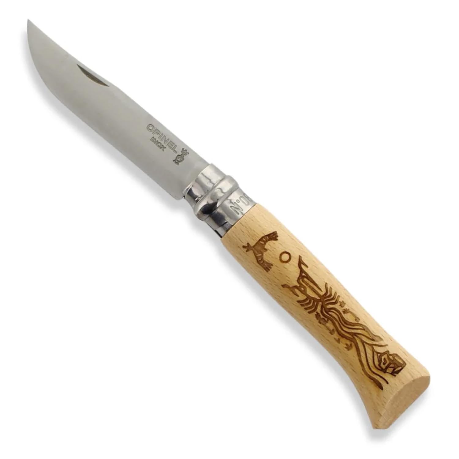 OPINEL National Parks Collection No.08, Engraved Beechwood Handles in Collaboration with Local Artists, Supports Leave No Trace, Stainless Steel, Made