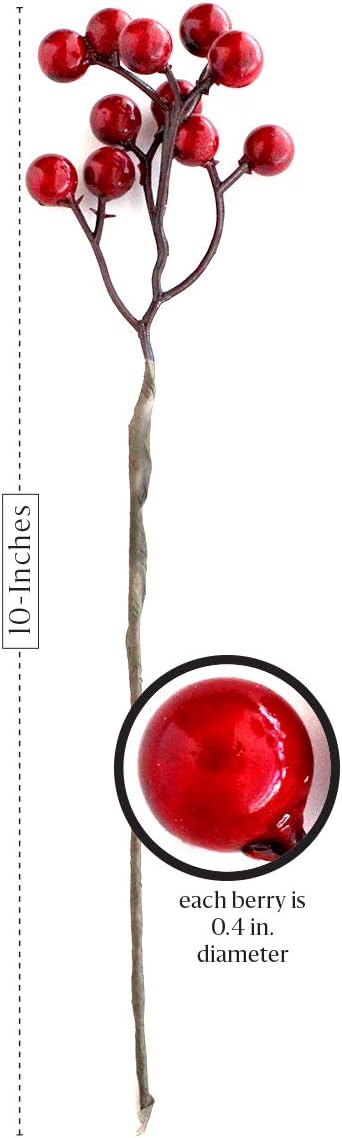 Red Berry Picks Christmas Berries for Wreaths Floral Red Berry Stems 8PC
