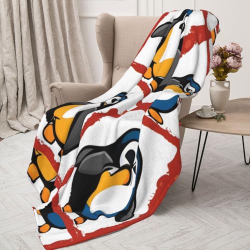 Couverture super douce pingouin, le cadeau idéal pour lit et canapé