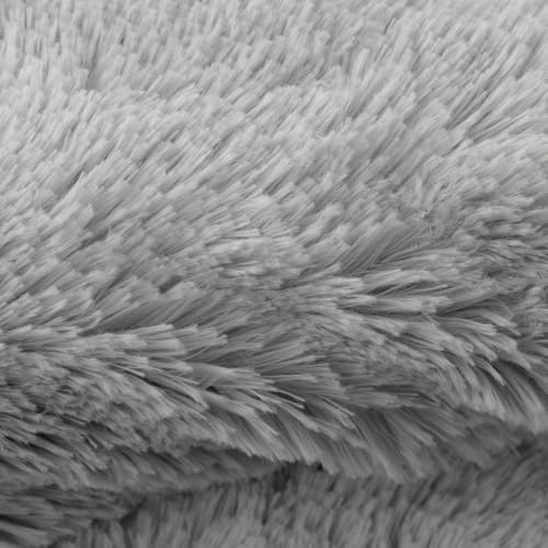 Image of BEDELITE Grey Fluffy Comforter Set King, Fuzzy Faux Fur Comforter