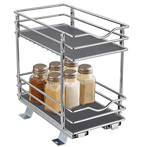 Ocg 2 Tier Pull Out Spice Rack Organizer（4.9" W X 10.4" D） For Cabinet, Slide Out Seasoning Organizer Fits Spices, Sauces, Cans Etc #TOP4