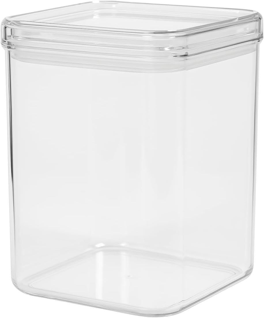 Chabrias Ltd 40oz (1200 ml) Medium Square Storage Jar – Clear Airtight Plastic Food Container with Sealed Lid, BPA-Free & Food Safe Canister for Rice, Pasta, Sugar, or Cereals