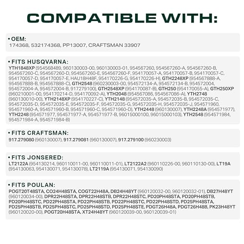Image of UDC Parts 174368 Primary Deck Belt Replacement for Craftsman 48 Inch 532174368 Husqvarna YTH2148 YTH2448 GTH250 GTH2548 YTH2048 YTH2748 YTH2248 YTH2548 LT2122A LT2119A AYP Poulan /Aramid Cord /90 inch