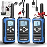 Radioddity PR-T8 Walkie Talkie per bambini, radio PMR446 ricaricabile a lungo raggio con chiamata di gruppo, batteria da 2000 mAh, ricarica USB-C, per escursionismo e campeggio, confezione da 3 pezzi