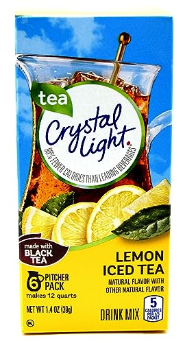 Crystal Light Iced Tea Drink Mix, Natural Lemon Flavor (12-Quart), 1.4-Ounce Packages (Pack of 4)