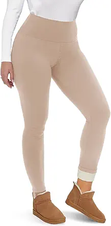 CAMPSNAIL Fleece Lined Leggings Women - Thick Soft High Waisted Black Tummy Control Thermal Warm Velvet Pants for Cold Winter