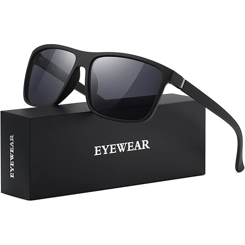 KWHZXGYY Sunglasses Men Polarized Sunglasses for Mens and Womens,Black Retro Sun Glasses Driving Fishing UV400 Protection
