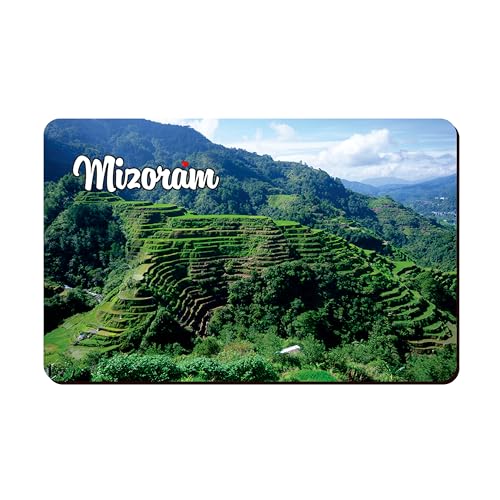 Image of Elegant Fridge Magnet with Themes |Rectangular Size Refrigerator Magnet with Magnetic Rubber Back | Pack of 1, 8.6cm X 5.4cm (Mizoram)