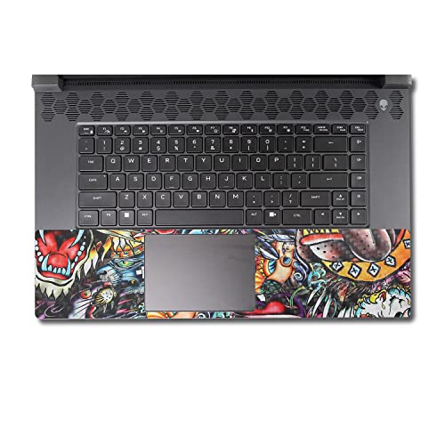 Image of MightySkins Carbon Fiber Skin Compatible with Alienware M17 R5 (2022) Full Wrap Kit - Old School Tattoo | Protective, Durable Textured Carbon Fiber Finish | Easy to Apply | Made in The USA