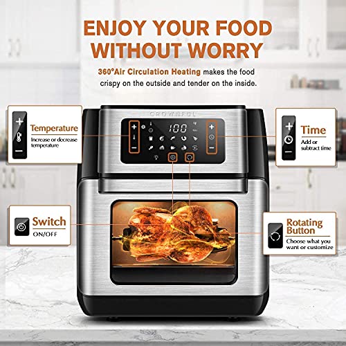 Crownful Digital Food Scales And 9-In-1 Air Fryer Toaster Oven, Convection Roaster With Rotisserie & Dehydrator #TOP6