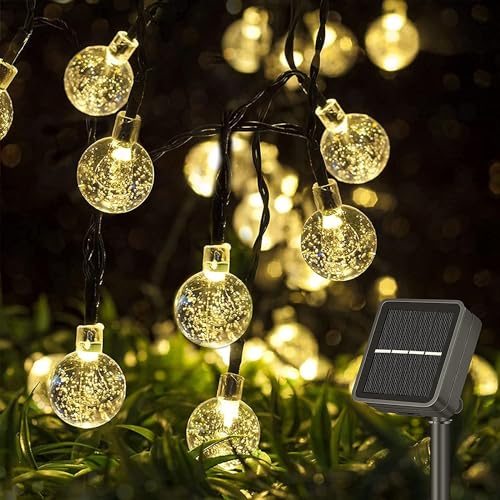 STANBOW - Guirnalda solar exterior, 17 m, 100 LED, guirnalda luminosa exterior, 8 modos IP65, impermeable, guirnalda luminosa exterior, solar, para jardín, patio, boda, fiesta, decoración (blanco