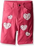 Dream Star Girls' Super Stretch Twill Bermuda Short with Lace Heart Appliques