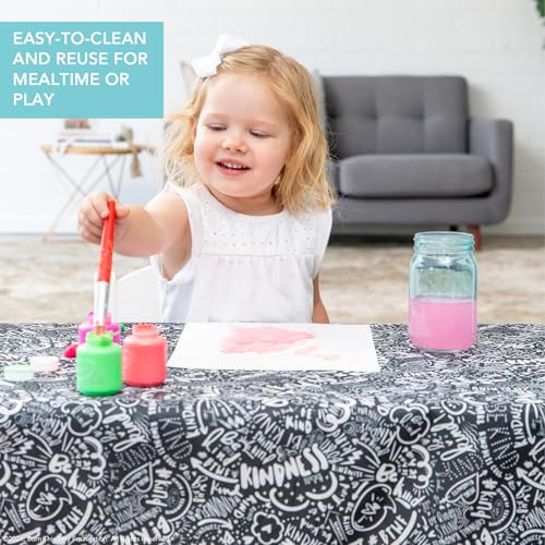 Bumkins Baby Splat Mat for Under High Chair, Babies Toddlers Eating Mess Mat, Waterproof Reusable Cloth for Arts and Crafts, Play Mat for Kids, Floors or Tables 42inx42in, Born This Way Be Kind Black by Bumkins - Image 4